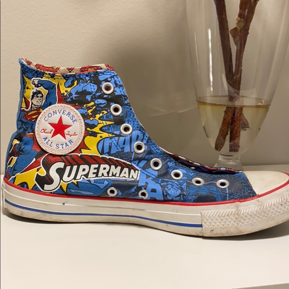 Converse Superman style hi top sneakers